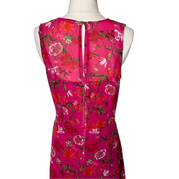 Calvin Klein Floral Pink High Low Summer Flowy Lined Sleeveless VNeck Dress 12 - Picture 7 of 12